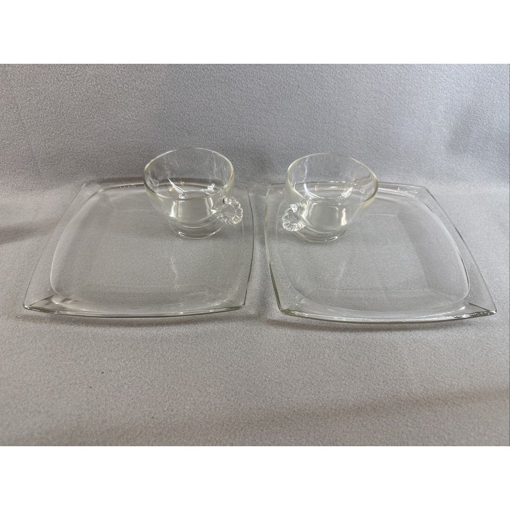 Special for Johbere - Hazel Atlas 4-Piece Vanity Clear Glass Square Snack Sets